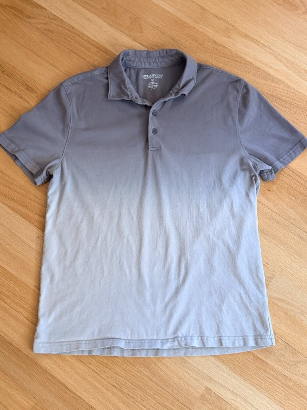 Awearness Kenneth Cole Men's Gray Gradient Ombre Polo Shirt - Size M